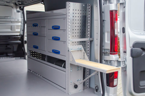 Zevim Vehicle Racking System for Opel Vivaro. Could also be used in the Fiat Talento, Renault Traffic and Nissan NV300.